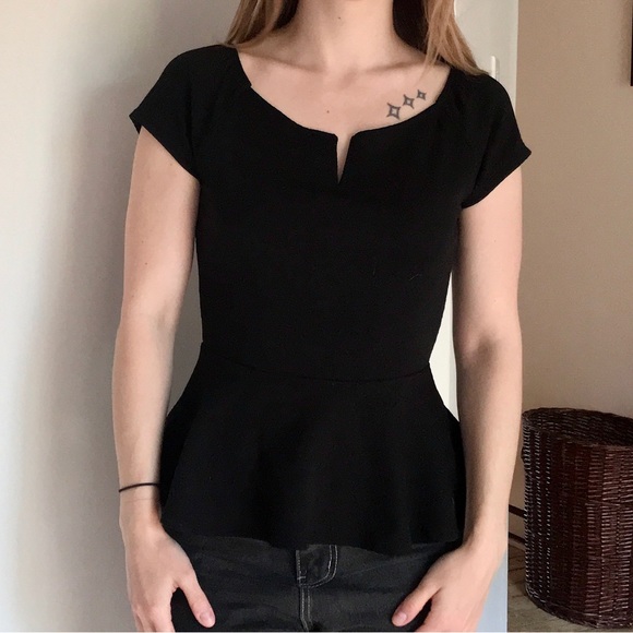 Black Peplum Top - Picture 3 of 6